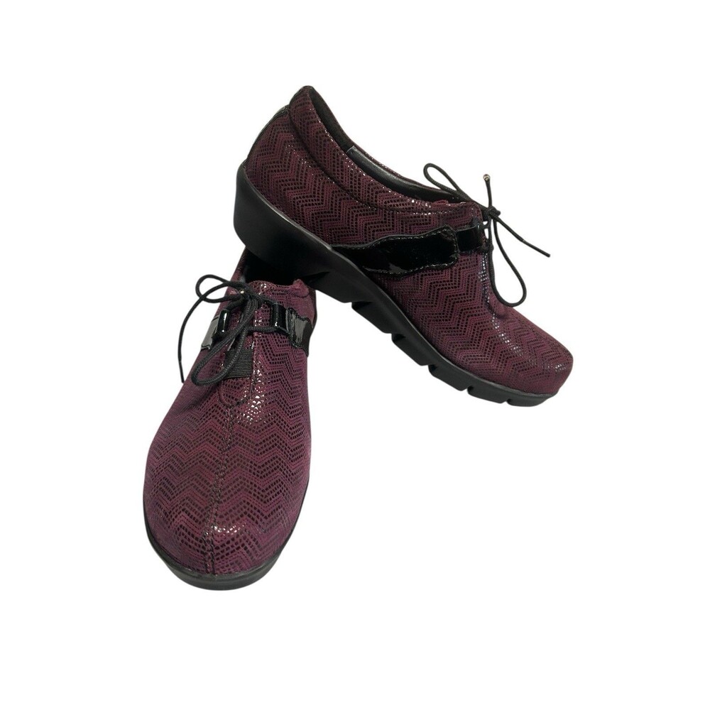 Wolky Shoes Womens 40 Muse Casual Walking Sneakers Purple Leather Wedge Lace Up